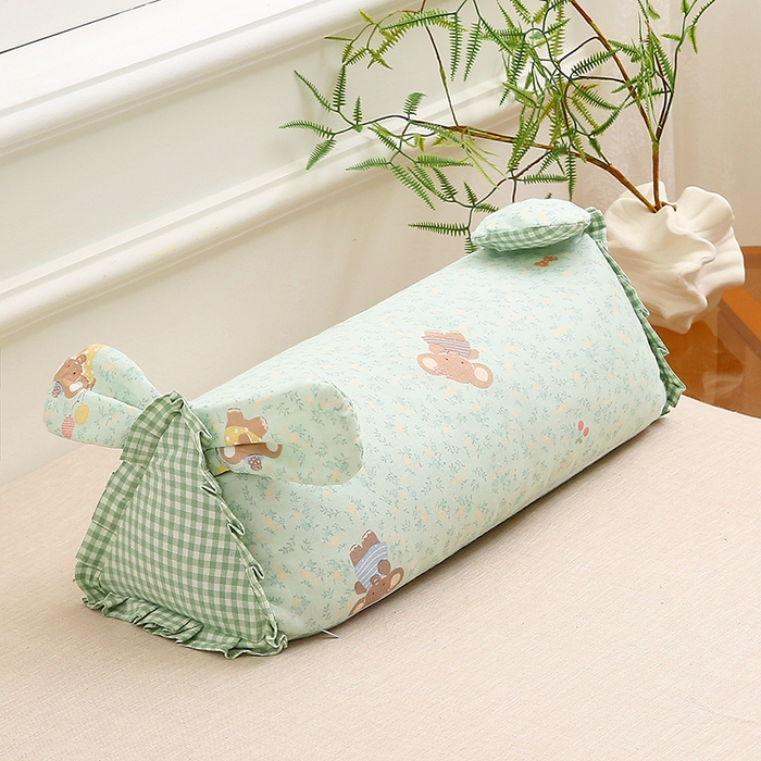 91家纺网 家纺一手货源 找家纺 梦叶草 2025新款全棉双层纱萌兔荞麦枕芯护颈枕头50*16*16cm（±2cm） 萌兔荞麦枕-萌象墩墩