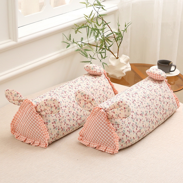 91家纺网 家纺一手货源 找家纺 梦叶草 2025新款全棉双层纱萌兔荞麦枕芯护颈枕头50*16*16cm（±2cm） 萌兔荞麦枕-繁花似锦