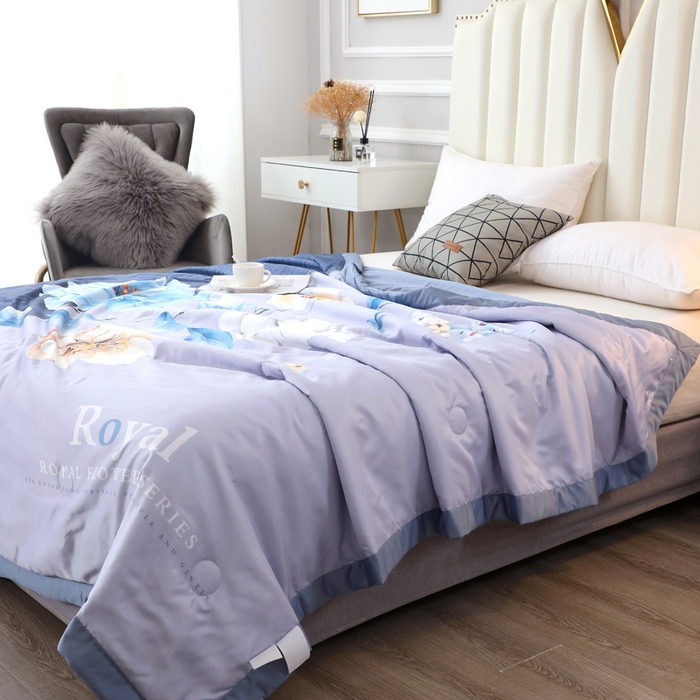 91家纺网 家纺一手货源 找家纺 贝兰仙奴 2025新款水洗天丝大中国风版夏被 紫嫣