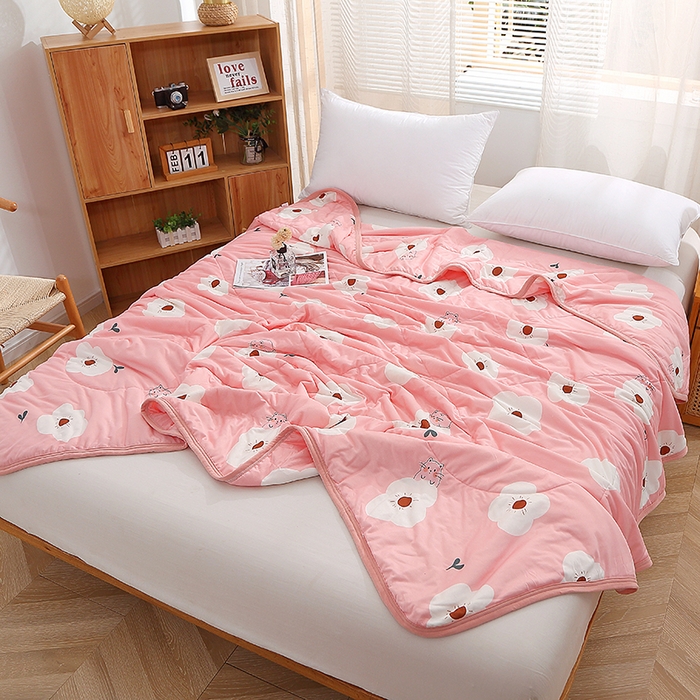 91家纺网 家纺一手货源 找家纺 贝兰仙奴 2025新款针织棉夏被 花与猫粉