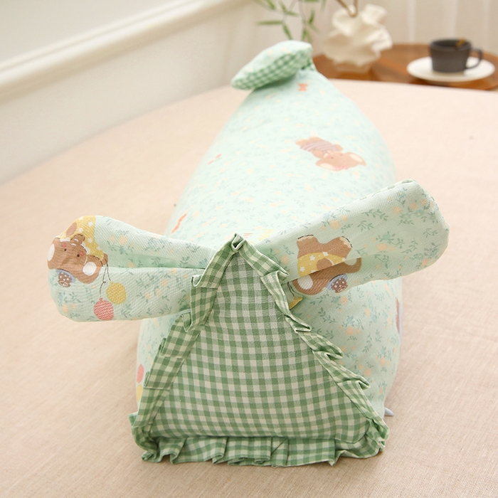 91家纺网 家纺一手货源 找家纺 梦叶草 2025新款全棉双层纱萌兔荞麦枕芯护颈枕头50*16*16cm（±2cm） 萌兔荞麦枕-萌象墩墩