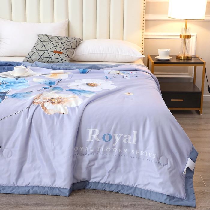 91家纺网 家纺一手货源 找家纺 贝兰仙奴 2025新款水洗天丝大中国风版夏被 紫嫣