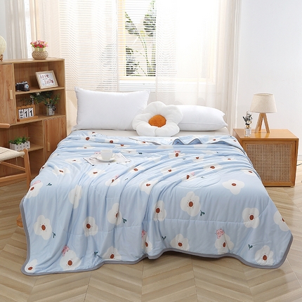 贝兰仙奴 2025新款针织棉夏被 花与猫蓝