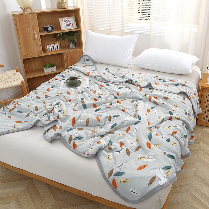 91家纺网 家纺一手货源 找家纺 贝兰仙奴 2025新款针织棉夏被 羽叶