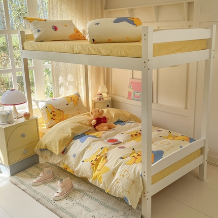 金爱家 2025新款宝可梦正版授权纯棉卡通皮卡丘学生宿舍三件套四件套系列 棉宝可梦-星星比卡丘