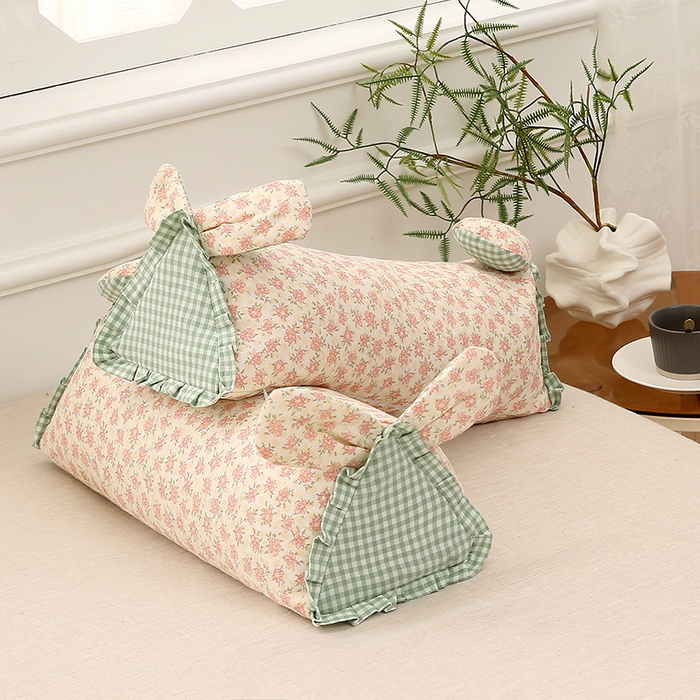 91家纺网 家纺一手货源 找家纺 梦叶草 2025新款全棉双层纱萌兔荞麦枕芯护颈枕头50*16*16cm（±2cm） 萌兔荞麦枕-粉色汐语