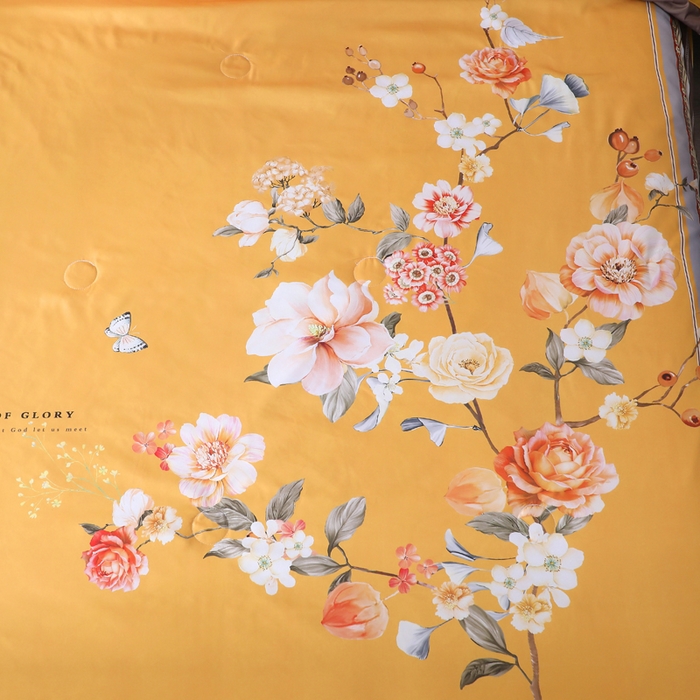 91家纺网 家纺一手货源 找家纺 贝兰仙奴 2025新款水洗天丝大中国风版夏被 富贵花开黄