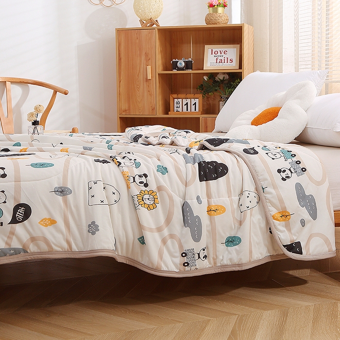 91家纺网 家纺一手货源 找家纺 贝兰仙奴 2025新款针织棉夏被 动物火车