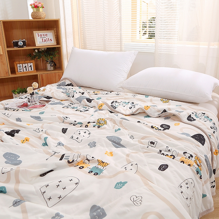 91家纺网 家纺一手货源 找家纺 贝兰仙奴 2025新款针织棉夏被 动物火车