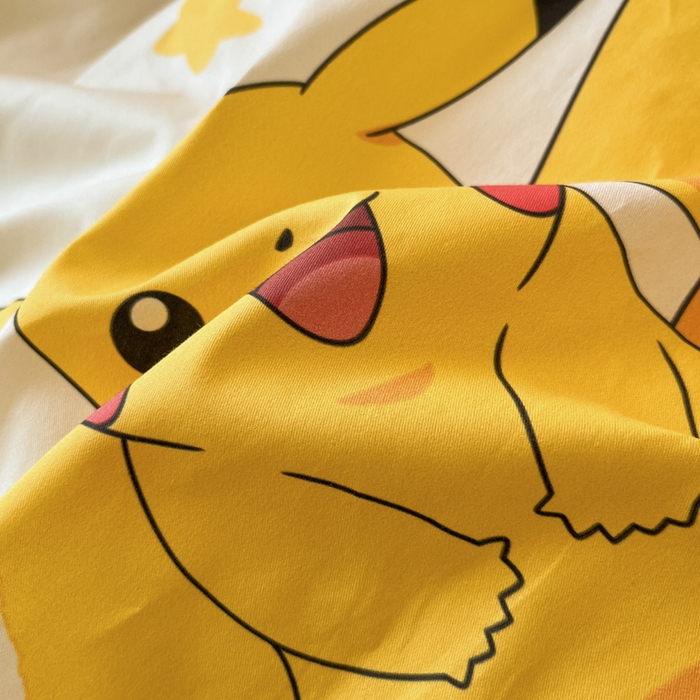 91家纺网 家纺一手货源 找家纺 金爱家 2025新款宝可梦正版授权纯棉卡通皮卡丘学生宿舍三件套四件套系列 棉宝可梦-星星比卡丘