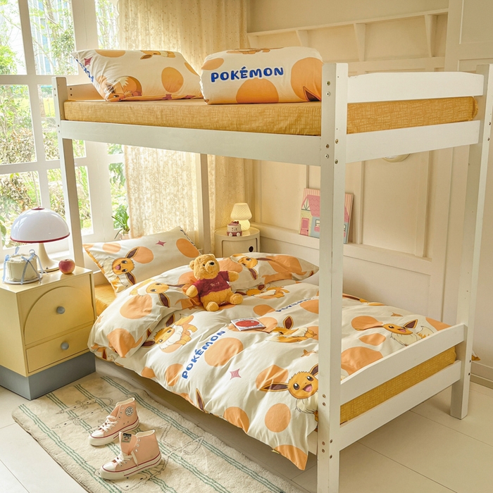 91家纺网 家纺一手货源 找家纺 金爱家 2025新款宝可梦正版授权纯棉卡通皮卡丘学生宿舍三件套四件套系列 棉宝可梦-泡泡伊布