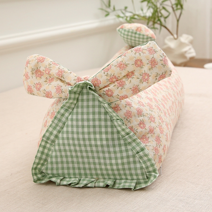 91家纺网 家纺一手货源 找家纺 梦叶草 2025新款全棉双层纱萌兔荞麦枕芯护颈枕头50*16*16cm（±2cm） 萌兔荞麦枕-粉色汐语