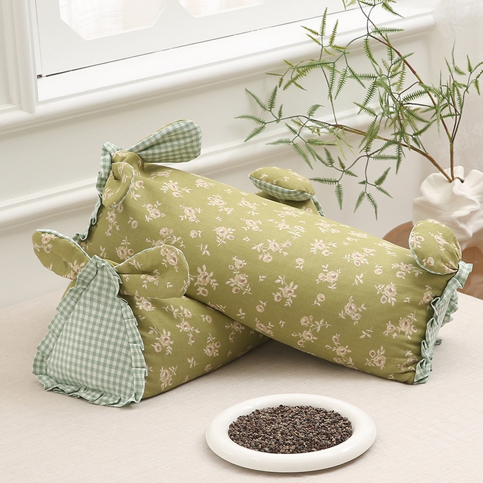 91家纺网 家纺一手货源 找家纺 梦叶草 2025新款全棉双层纱萌兔荞麦枕芯护颈枕头50*16*16cm（±2cm） 萌兔荞麦枕-青春时光