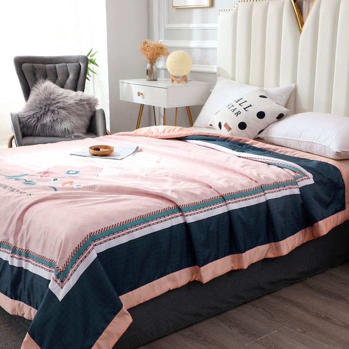 91家纺网 家纺一手货源 找家纺 贝兰仙奴 2025新款水洗天丝大中国风版夏被 四叶情怀