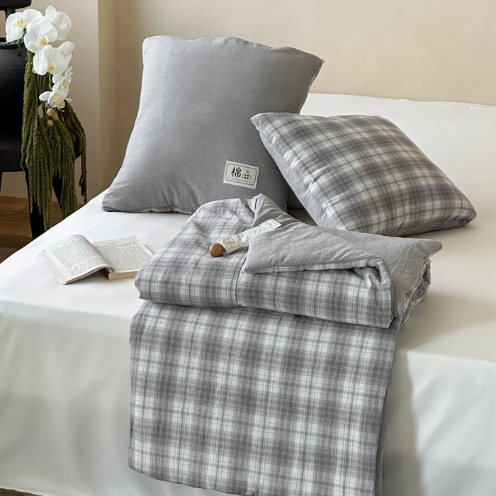 91家纺网 家纺一手货源 找家纺 多米家居 2025新款全棉水洗棉抱枕被 极光-灰