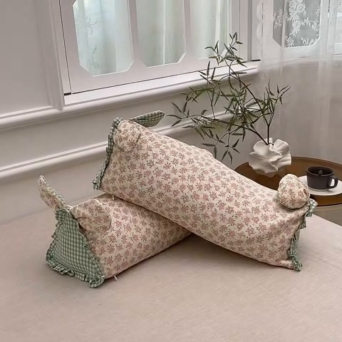 91家纺网 家纺一手货源 找家纺 梦叶草 2025新款全棉双层纱萌兔荞麦枕芯护颈枕头50*16*16cm（±2cm） 萌兔荞麦枕-粉色汐语