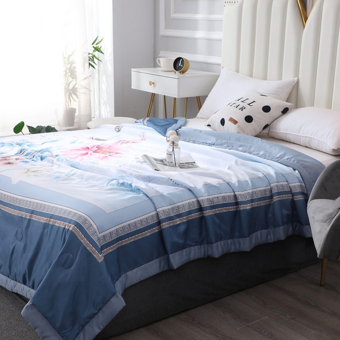 91家纺网 家纺一手货源 找家纺 贝兰仙奴 2025新款水洗天丝大中国风版夏被 花香满园