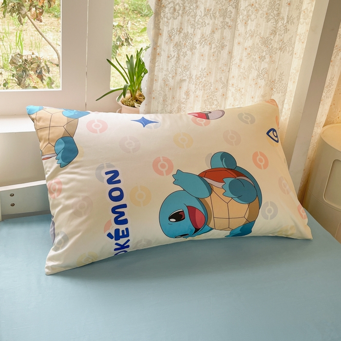 91家纺网 家纺一手货源 找家纺 金爱家 2025新款宝可梦正版授权纯棉卡通皮卡丘学生宿舍三件套四件套系列 棉宝可梦-欢快杰尼龟