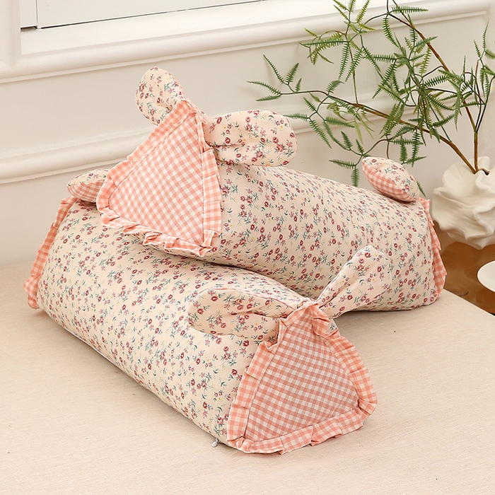 91家纺网 家纺一手货源 找家纺 梦叶草 2025新款全棉双层纱萌兔荞麦枕芯护颈枕头50*16*16cm（±2cm） 萌兔荞麦枕-繁花似锦