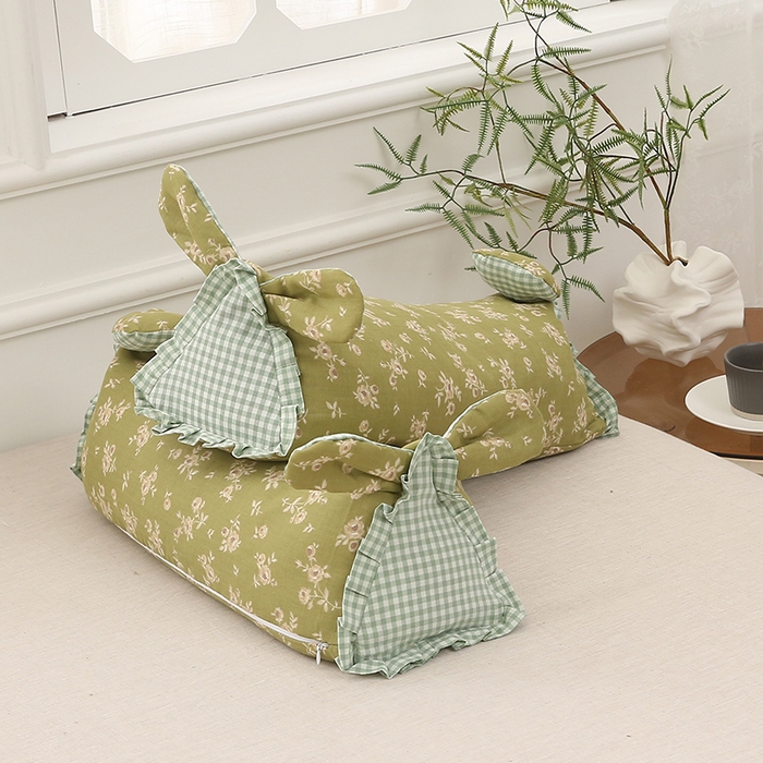 91家纺网 家纺一手货源 找家纺 梦叶草 2025新款全棉双层纱萌兔荞麦枕芯护颈枕头50*16*16cm（±2cm） 萌兔荞麦枕-青春时光