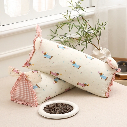 梦叶草 2025新款全棉双层纱萌兔荞麦枕芯护颈枕头50*16*16cm（±2cm） 萌兔荞麦枕-汪汪小队