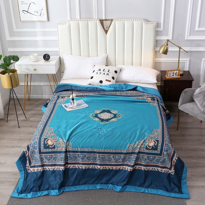 91家纺网 家纺一手货源 找家纺 贝兰仙奴 2025新款水洗天丝大中国风版夏被 镜花水月