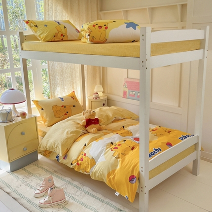 91家纺网 家纺一手货源 找家纺 （总）金爱家 2025新款宝可梦正版授权纯棉卡通皮卡丘学生宿舍三件套四件套系列