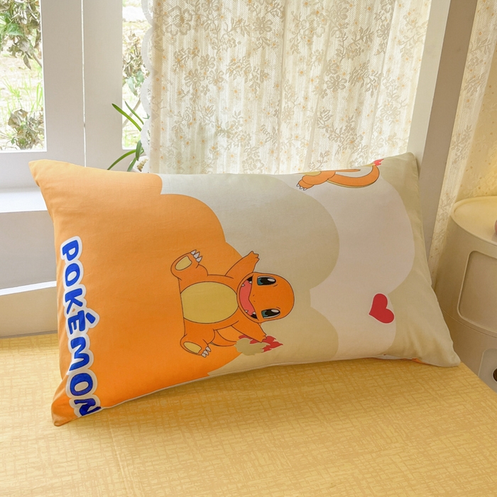 91家纺网 家纺一手货源 找家纺 金爱家 2025新款宝可梦正版授权纯棉卡通皮卡丘学生宿舍三件套四件套系列 棉宝可梦-开心喷火龙