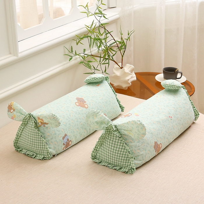 91家纺网 家纺一手货源 找家纺 梦叶草 2025新款全棉双层纱萌兔荞麦枕芯护颈枕头50*16*16cm（±2cm） 萌兔荞麦枕-萌象墩墩