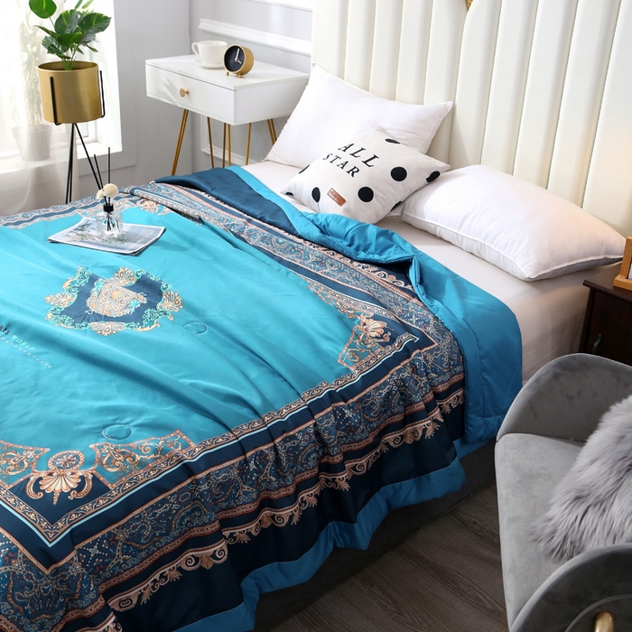 91家纺网 家纺一手货源 找家纺 贝兰仙奴 2025新款水洗天丝大中国风版夏被 镜花水月