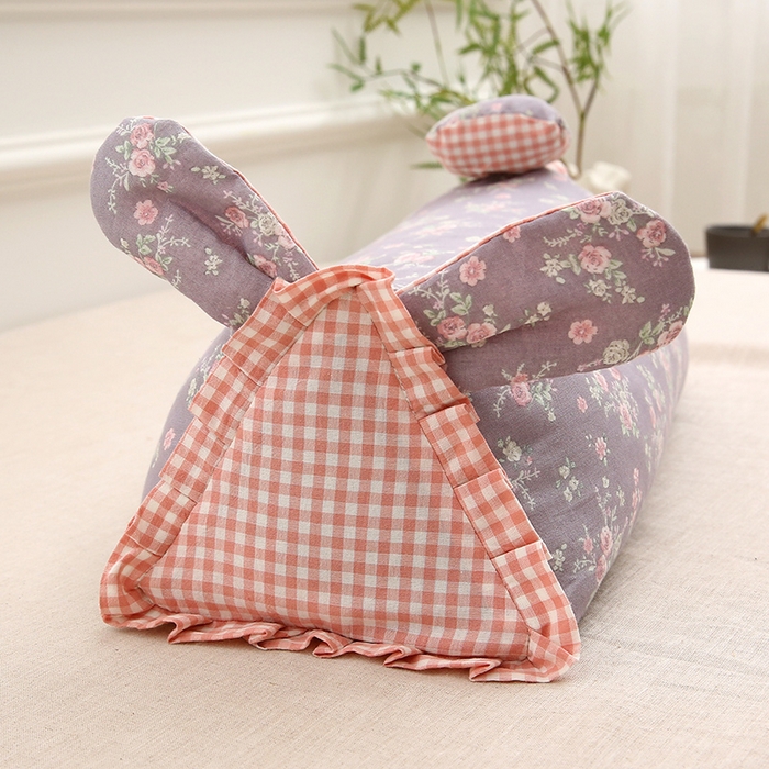 91家纺网 家纺一手货源 找家纺 （总）梦叶草 2025新款全棉双层纱萌兔荞麦枕芯护颈枕头50*16*16cm（±2cm）