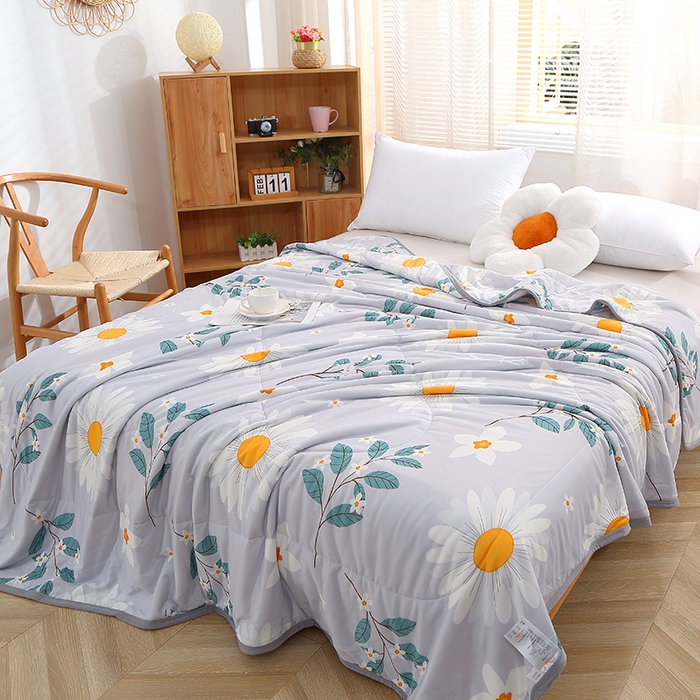 91家纺网 家纺一手货源 找家纺 贝兰仙奴 2025新款针织棉夏被 大叶菊花