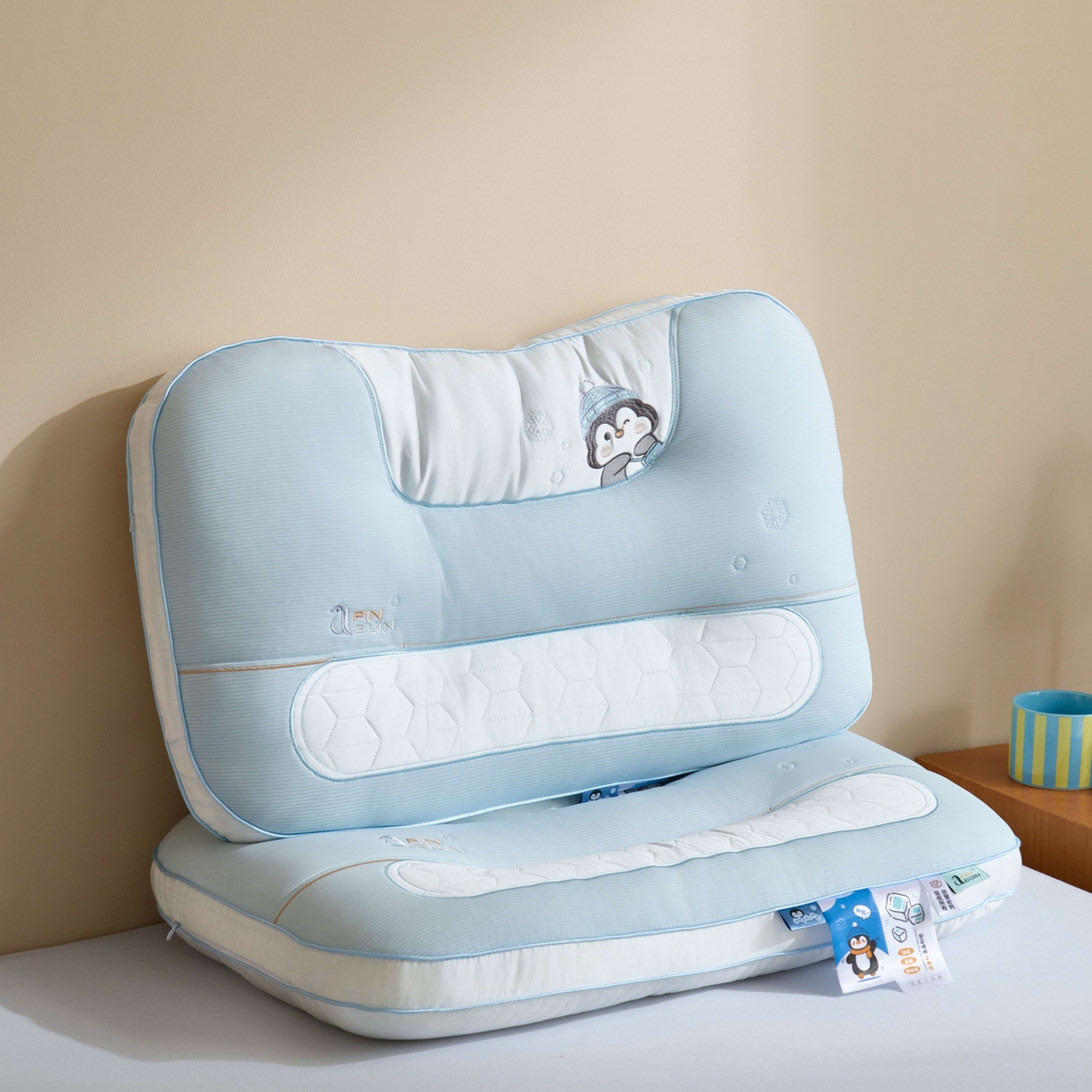 91家纺网 家纺一手货源 找家纺 珍贝家纺 2025新款儿童卡通企鹅枕 枕头枕芯 大企鹅 通用/只