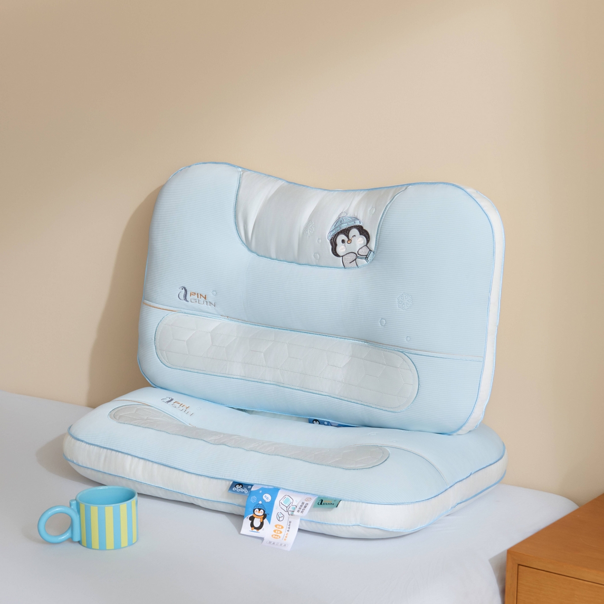 91家纺网 家纺一手货源 找家纺 珍贝家纺 2025新款儿童卡通企鹅枕 枕头枕芯 大企鹅 通用/只