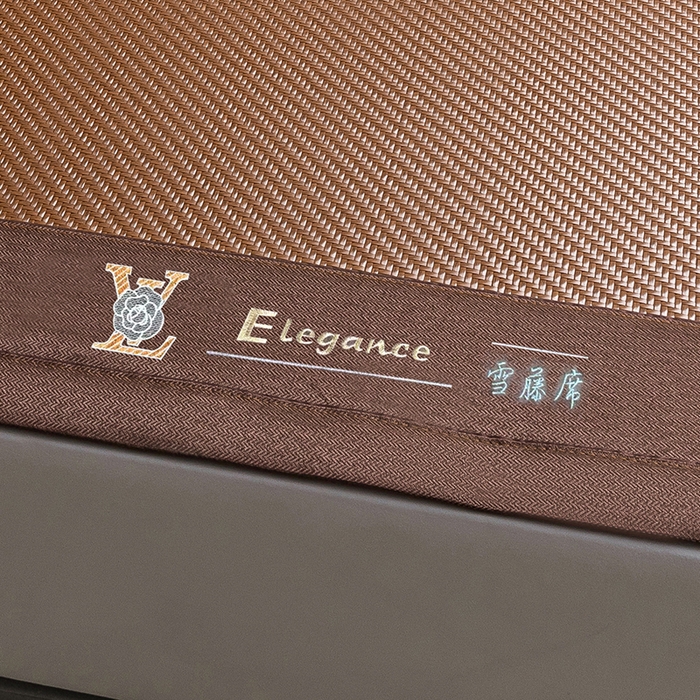 91家纺网 家纺一手货源 找家纺 苏迪网销供货 2025新款高端PE藤席冰丝三明治凉席霸王藤席 PE雪藤席-咖