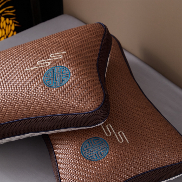 91家纺网 家纺一手货源 找家纺 织布人 2025春夏新款荞麦枕夏季冰丝凉感PE藤夏凉枕茶叶枕成人家用颈椎枕硬枕单枕芯 立体PE藤双面枕-福临门【茶香枕】