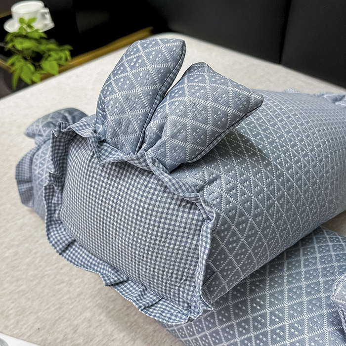 91家纺网 家纺一手货源 找家纺 织布人 2025春夏新款荞麦枕夏季凉感休闲兔子夏凉枕头直播小红书爆款推荐枕芯单枕芯 凉感豆豆休闲兔-蓝色