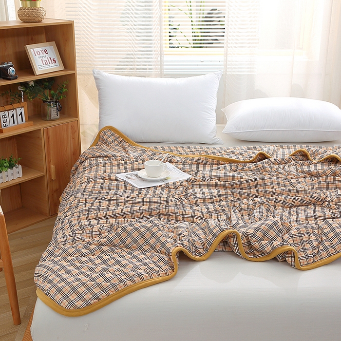 91家纺网 家纺一手货源 找家纺 （总）贝兰仙奴 2025春夏新款针织棉格子印花夏被夏凉被空调被