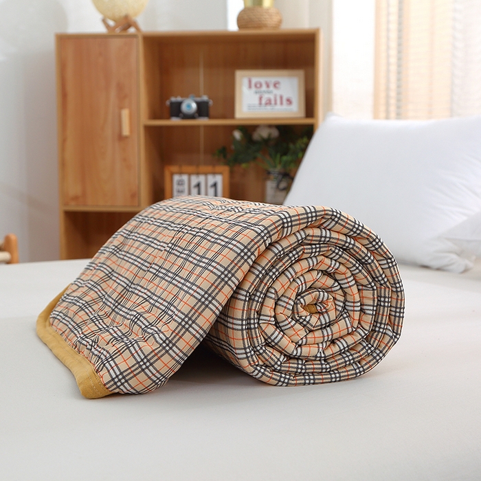 91家纺网 家纺一手货源 找家纺 （总）贝兰仙奴 2025春夏新款针织棉格子印花夏被夏凉被空调被