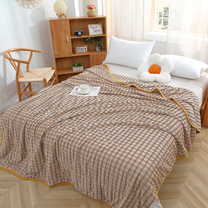 91家纺网 家纺一手货源 找家纺 （总）贝兰仙奴 2025春夏新款针织棉格子印花夏被夏凉被空调被