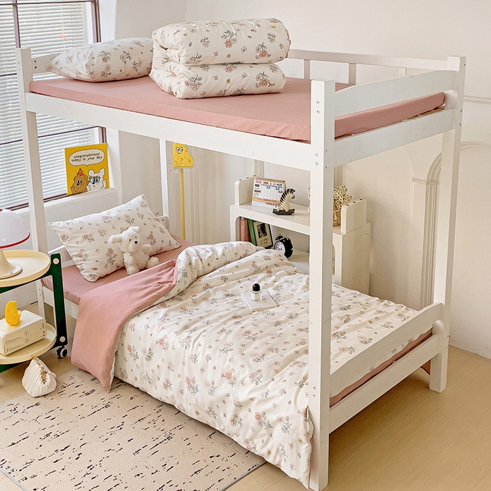 91家纺网 家纺一手货源 找家纺 海岛哥哥 2025新款云朵棉宿舍学生三件套 莫奈粉-A