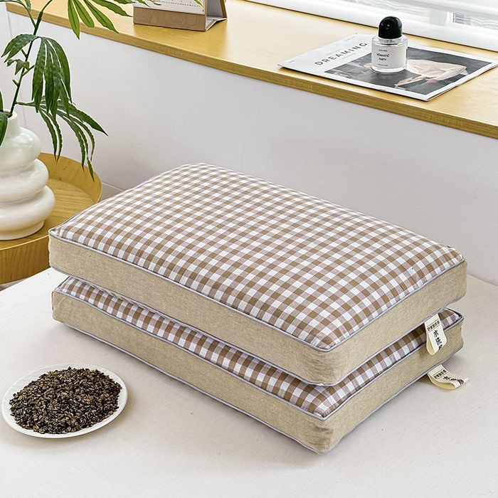 91家纺网 家纺一手货源 找家纺 织布人 2025春夏新款荞麦枕无印风全棉纯棉水洗棉荞麦面包枕头学生成人护颈硬枕芯单枕芯 全棉无印立体荞麦枕-千野