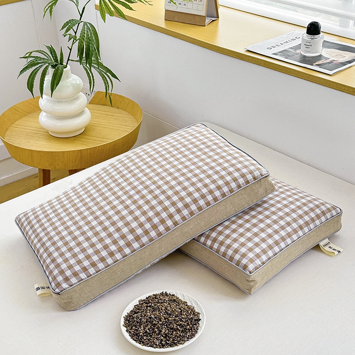 91家纺网 家纺一手货源 找家纺 织布人 2025春夏新款荞麦枕无印风全棉纯棉水洗棉荞麦面包枕头学生成人护颈硬枕芯单枕芯 全棉无印立体荞麦枕-千野