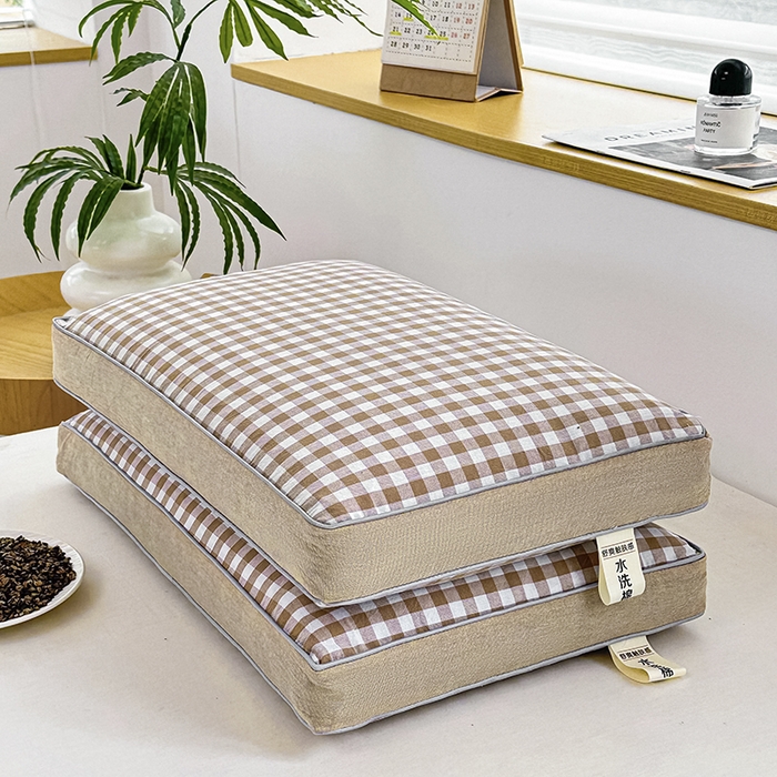 91家纺网 家纺一手货源 找家纺 织布人 2025春夏新款荞麦枕无印风全棉纯棉水洗棉荞麦面包枕头学生成人护颈硬枕芯单枕芯 全棉无印立体荞麦枕-千野