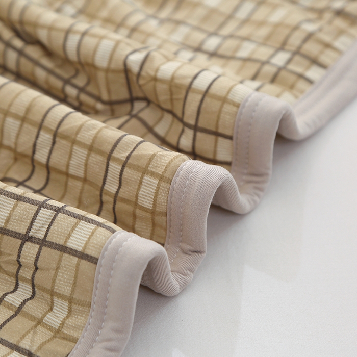 91家纺网 家纺一手货源 找家纺 贝兰仙奴 2025春夏新款针织棉格子印花夏被夏凉被空调被 贝格黄