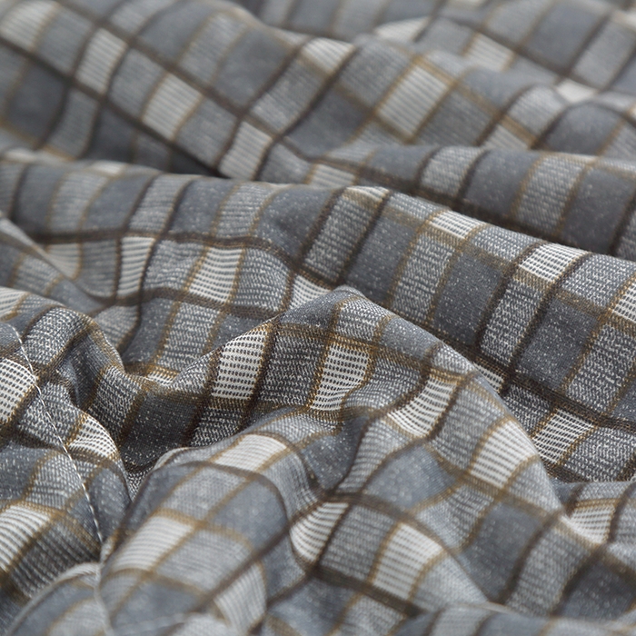 91家纺网 家纺一手货源 找家纺 贝兰仙奴 2025春夏新款针织棉格子印花夏被夏凉被空调被 贝格灰