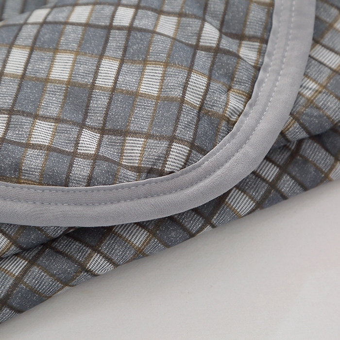 91家纺网 家纺一手货源 找家纺 贝兰仙奴 2025春夏新款针织棉格子印花夏被夏凉被空调被 贝格灰