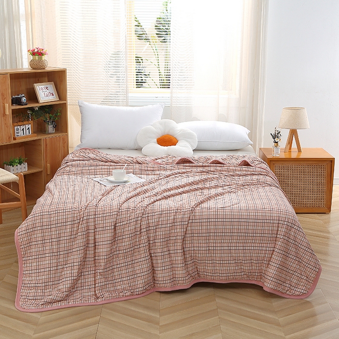 贝兰仙奴 2025春夏新款针织棉格子印花夏被夏凉被空调被 贝格玉