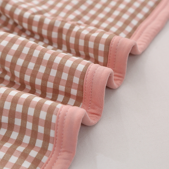 91家纺网 家纺一手货源 找家纺 贝兰仙奴 2025春夏新款针织棉格子印花夏被夏凉被空调被 小豆沙格