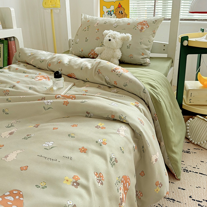 91家纺网 家纺一手货源 找家纺 海岛哥哥 2025新款云朵棉宿舍学生三件套 蘑菇屋